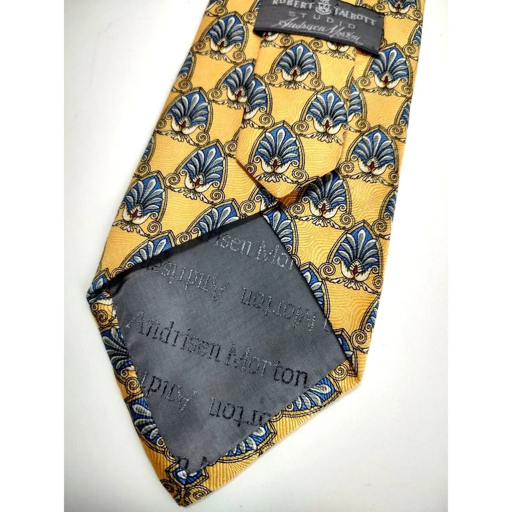 Robert Talbott Studio Men's Tie 100%‎ Silk Necktie USA Designer Gold